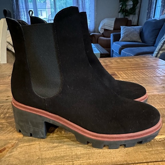 Antonio de Faria Black Suede Platform Chelsea Boots Size 9.5 - Picture 2 of 9